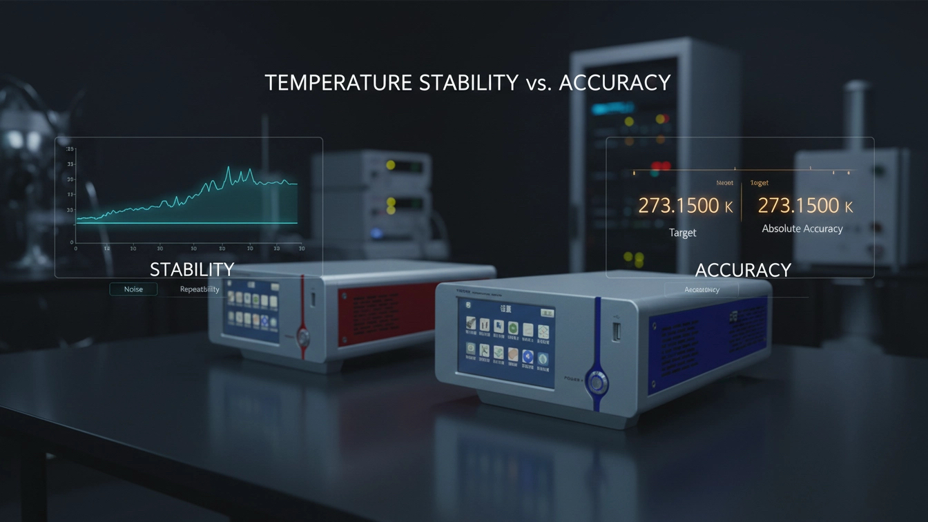 Temperature Stability vs Accuracy in Cryogenic Experiments