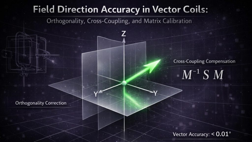 3-axis vector coil orthogonality and cross coupling matrix calibration