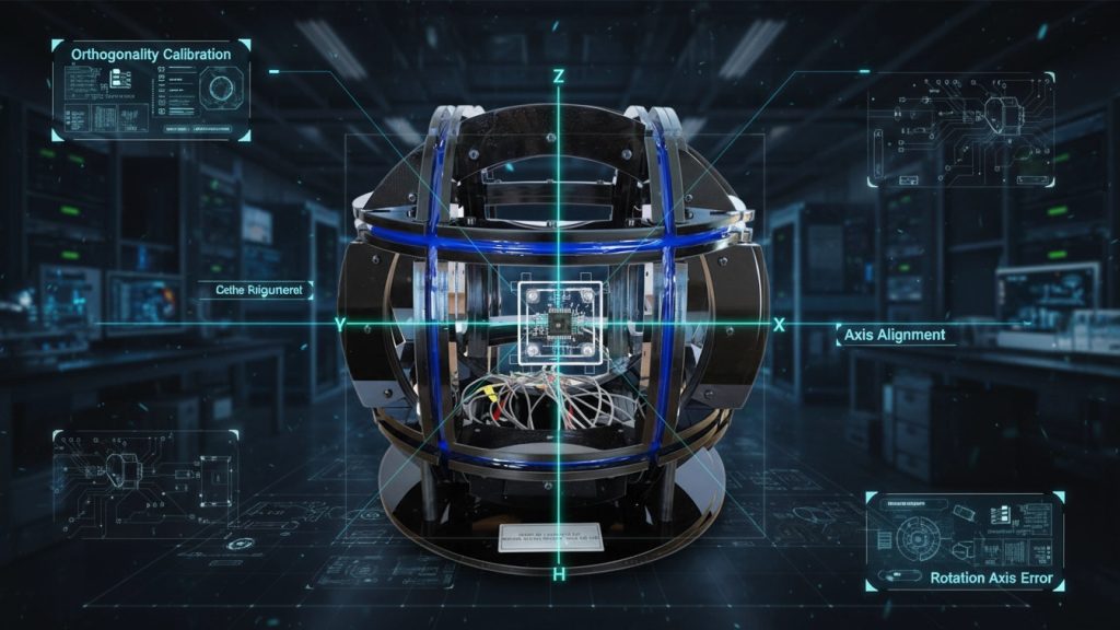 3-axis magnetometer calibration rig with alignment fixtures