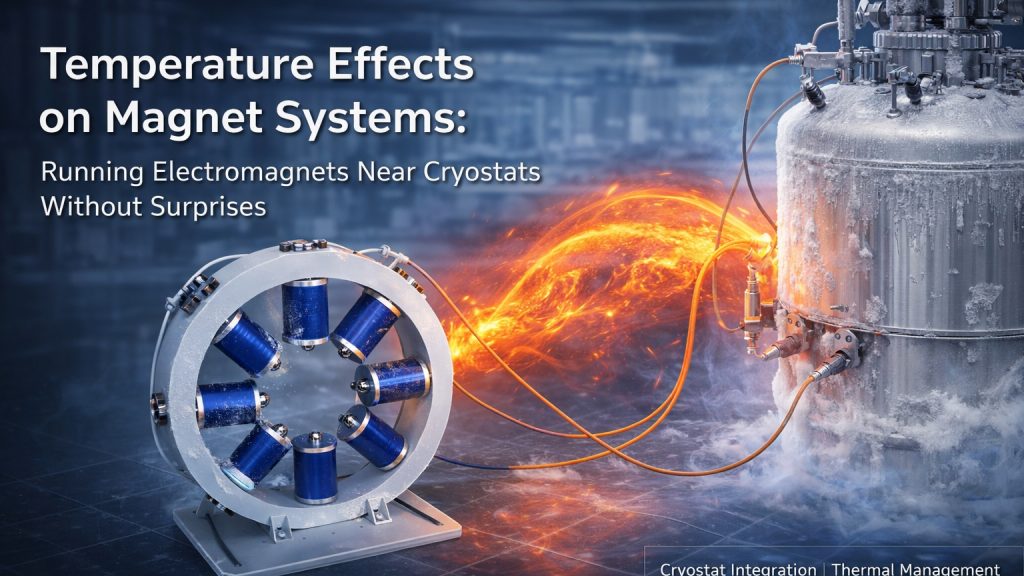 electromagnet system placed near cryostat showing thermal interaction