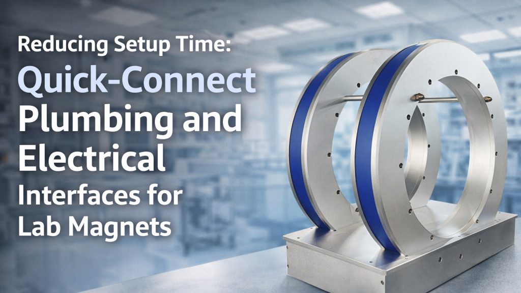 quick connect water cooling and electrical interfaces on electromagnet system