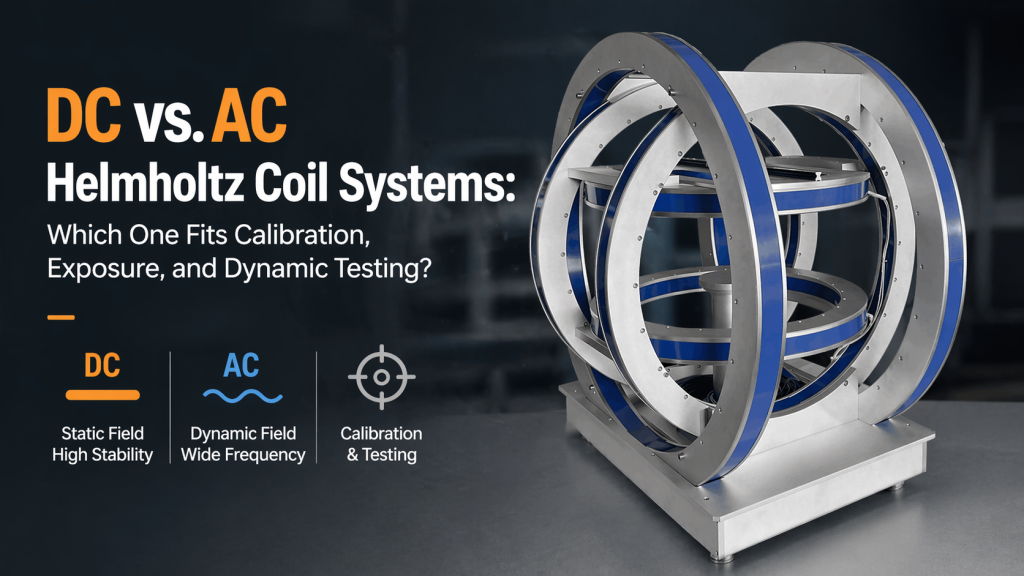 DC vs AC Helmholtz coil system comparison magnetic field