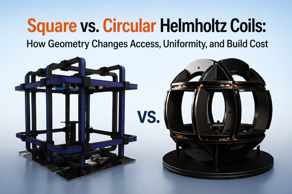 square vs circular Helmholtz coil comparison magnetic field