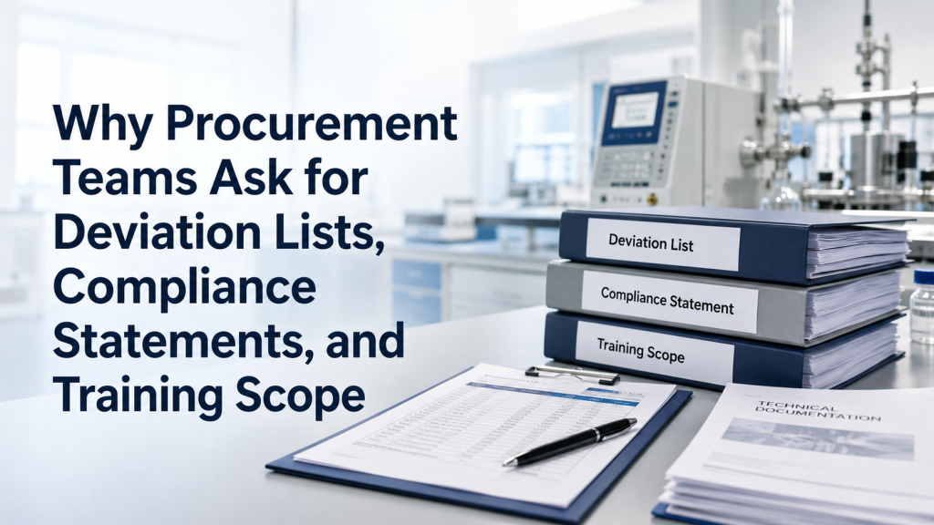 deviation list compliance statement training scope for scientific instrument procurement