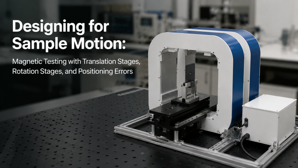 magnetic testing with sample motion translation stage rotation stage and positioning errors