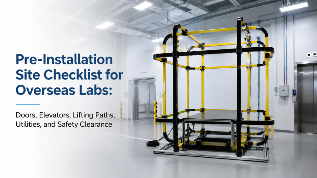 pre-installation checklist for overseas labs electromagnet Helmholtz coil doors elevators utilities safety
