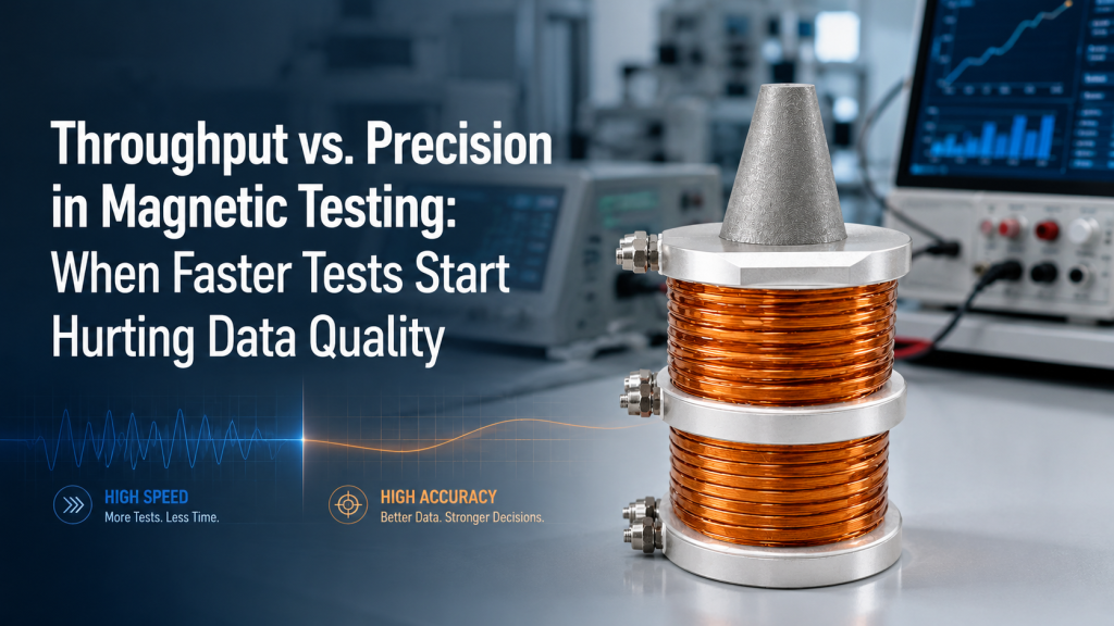 throughput vs precision in magnetic testing with automated Helmholtz coil and electromagnet system