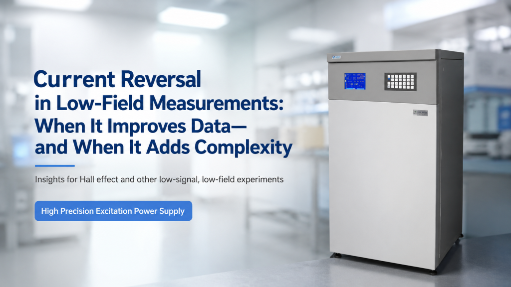 current reversal low-field measurement with bipolar excitation power supply Helmholtz coil and Hall signal data