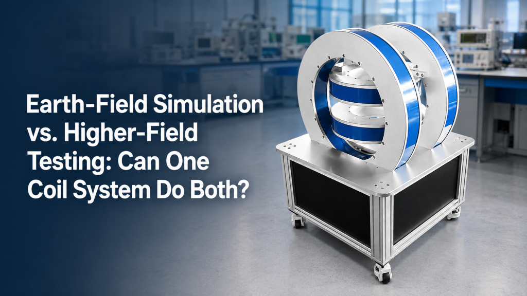Earth-field simulation Helmholtz coil system with magnetic field driver