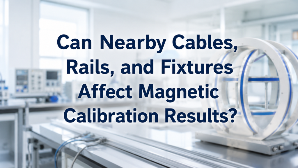 magnetic calibration results affected by cables rails and fixtures near three-axis coil system