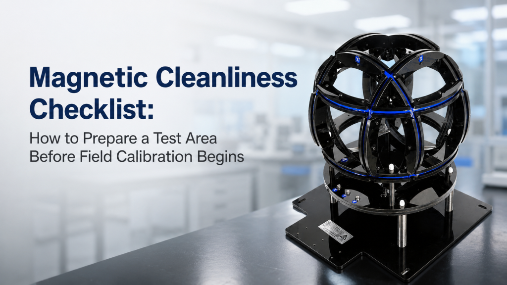 magnetic cleanliness checklist for three-axis Helmholtz coil field calibration test area