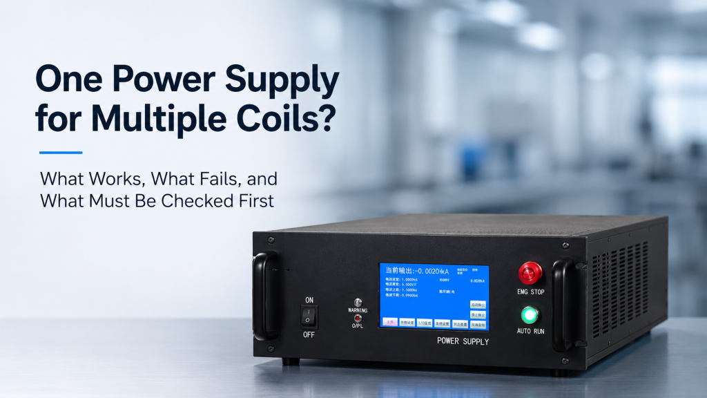 one power supply multiple coils with Helmholtz coil wiring series parallel current sharing and safety checks