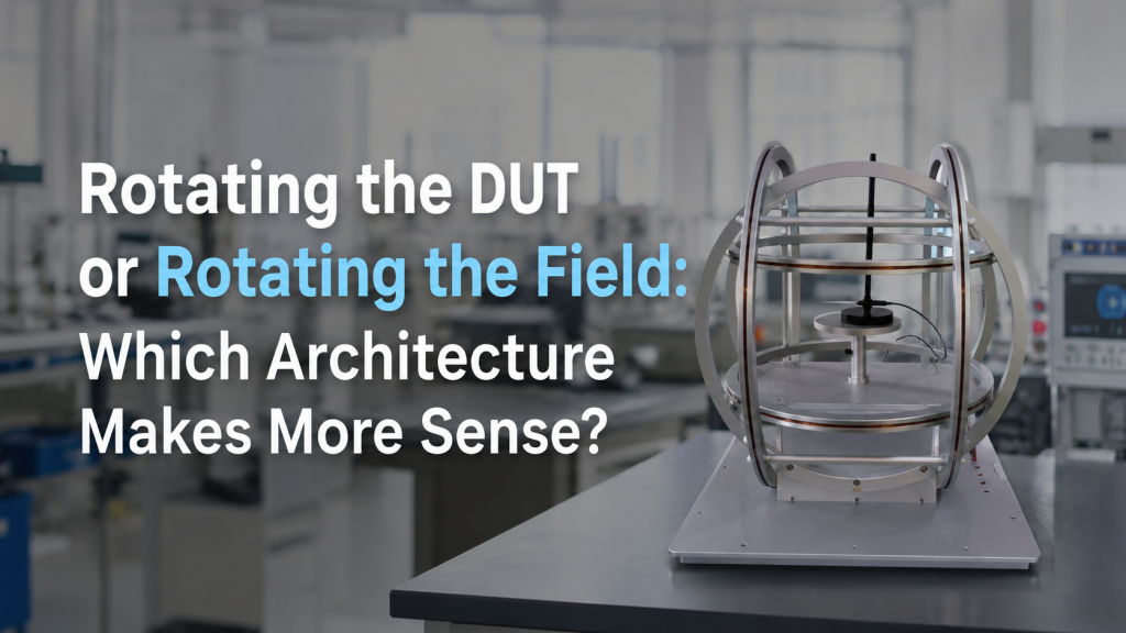 rotating field calibration system with three-axis Helmholtz coil and DUT turntable