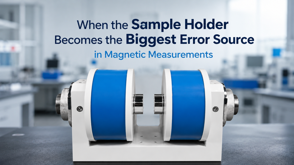 sample holder magnetic measurement error in Helmholtz coil electromagnet and Hall testing setup