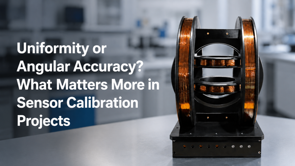 sensor calibration system with three-axis Helmholtz coil and turntable