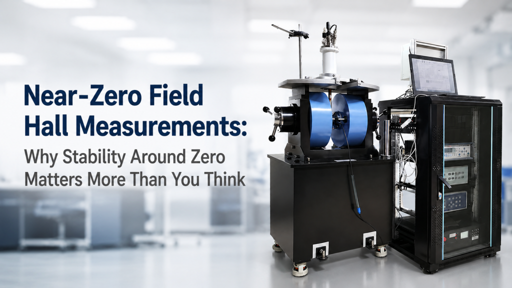 near-zero field Hall measurements with electromagnet bipolar power supply zero crossing and Hall voltage data
