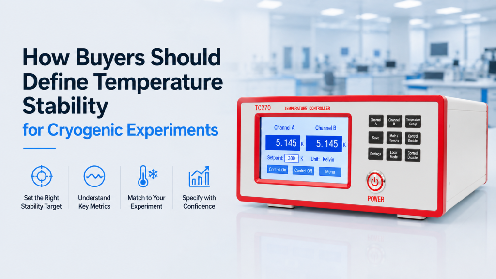 cryogenic temperature stability measurement with temperature controller and low-temperature sample stage