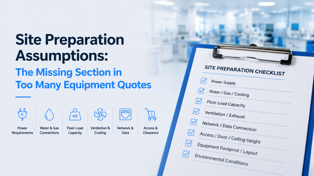 research equipment site preparation for laboratory power cooling floor load and installation