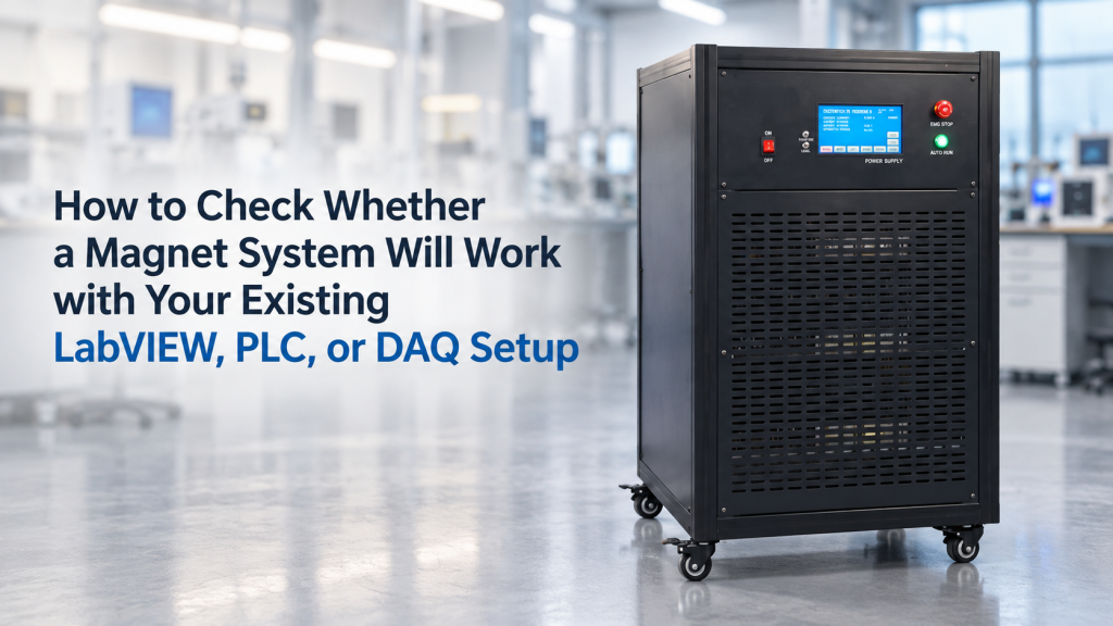 magnet system integration with LabVIEW PLC and DAQ controlling an excitation power supply and electromagnet